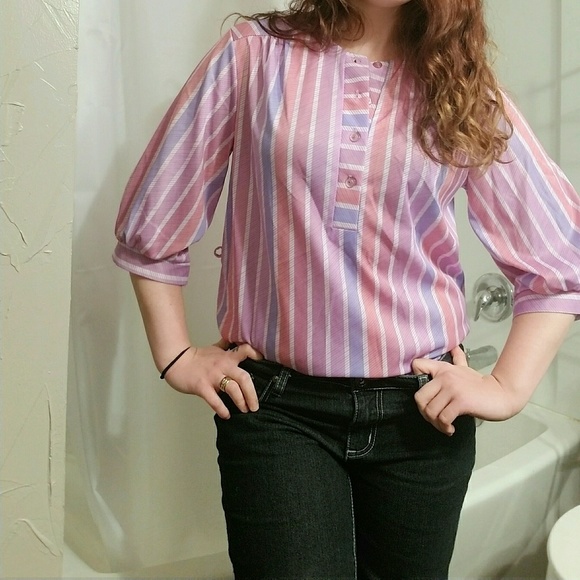 Bundle of 3 Vintage Pastel Striped Shirts - Picture 7 of 8